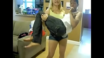 Very Cute Girl Lift And Carry Skinny Dude