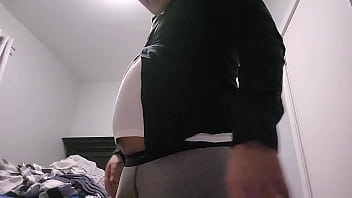 Shocked Gainer Fatty Tries To Button Up His Shirt