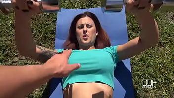 Salacious Outdoor Blowjob - Stunning Babe Sucks Cock In Garden