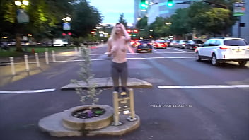 Topless In Public - tits, boobs, blonde, sexy, babe, wife, topless, public, flashing, flash - Video 1618110