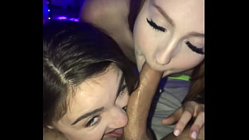 Redhead And Brunette Teen Sluts Shares Cock Off The Set