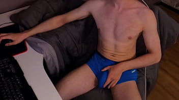 Skinny Guy Cums Hard From Watching Porn
