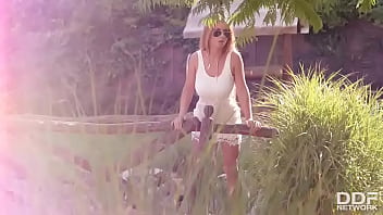 Probing The G-spot - Lesbian Threesome' Garden Adventure