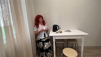 Step Mom Drank Tea And Showed Boobs When She Wanted Sex In Her Tight Ass With Her Son