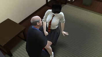 Japanese Step Father Taking Care Of His College Step Daughter