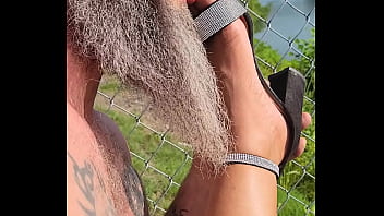 Public Bench Fingering While Stroking My Masters Cock In Public View By The River