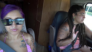 Me _ My Girlfriend Pull Over To Play With Our Pussies!!