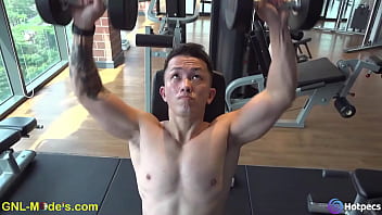 Handsome Asian Guy Getting Ready In The Gym For His Nipple Play Session!