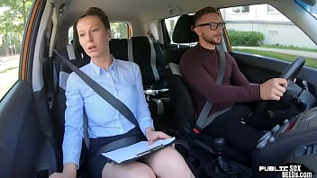 Cocksucking Brunette Eurobabe Fucks Her Driving Student