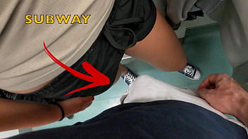 Grinding Dick In Her Pussy Over Clothes In Subway Train And She Enjoyed