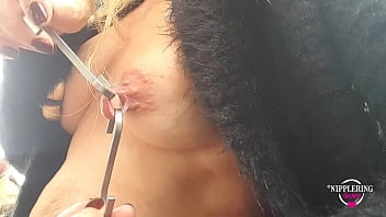 Nippleringlover Hot Mom Outdoor Nipple Stretching Extreme Nipple Piercings With Hooks