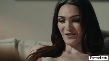 Gorgeous Shemale Barebacks Hunk Stepdad