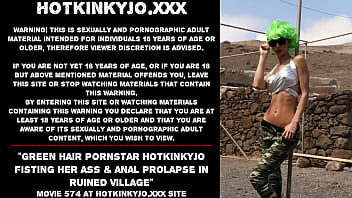 Green Hair Pornstar Hotkinkyjo Fisting Her Ass _ Anal Prolapse In Ruined Village