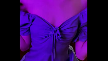 Beautiful Girl 18 Years Old With A Blue Dress Masturbates, Sucks A Dildo And Fucks Herself In Front Of You - Arinafox