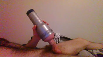 Edged Cock Rapidly Spurts Cum Over Head And On Body