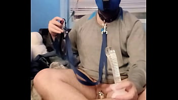 I Wear My Chastity Cage And I Play With My Glass Dildo