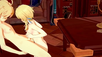 Genshin Impact Hentai - Aether And Lumine Handjob And Fucked With Creampie In Her Pussy - Japanese Video Game Porn Animation 3d