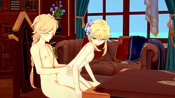 Genshin Impact Hentai - Aether And Lumine Sucking And Fucking - 3d Anime Cartoon Video Game Porn Video