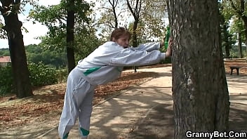 Young Stranger Fucks Her Hairy Old Pussy