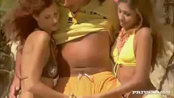 Leanna And Sahara Have A Threesome With A Guy On A Beach