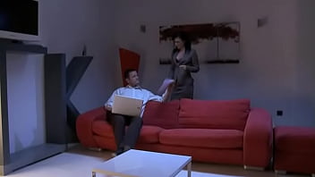 Pretty Brunette Rihanna Has Sex On The Couch With Her Man Ian