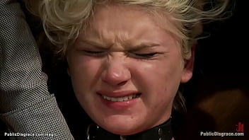 Bound Blonde Ass Cattle Prodded