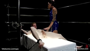 Bound Man Fucked By Ts In Metal Box