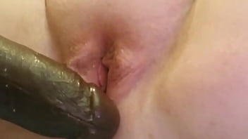 Big Black Dildo Toy In Redhead