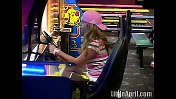 Public Teen Little April Masturbates In Arcade Toilets