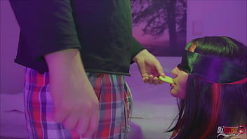 My Stepson Tricked Me With The Taste Game - cumshot, cum, teenager, young, cute, close-up, surprise, blindfold, roleplay, game, tongue, tricked, - Video 1427174