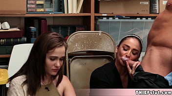 Peyton And Sienna Busted At Shoplifting And Now Both Of Them Must Give Head And Pussy