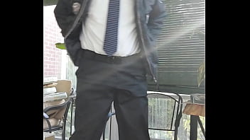 Officer Smoking Cigar And Jerking Off