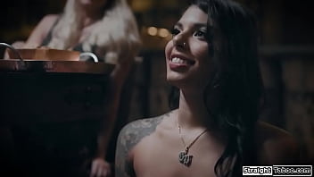 Stepmom Licks Stepdaughter As Guests See