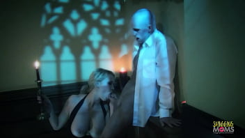 A Pale Vampire Pounds The Blonde Milf With Big Tits On The Staircase Before Giving Her A Facial