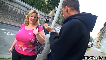 Big Booty Blonde Plumper Takes His Huge Dick