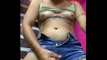 Ts Angelique - Smoking And Cumming In Jeans Shorts - transsexual, indoor, real-orgasm, solo-masturbation, trans-female, feminine-trans - Video 1321175