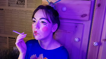 Japanese Stepsister Smokes A Cigarette