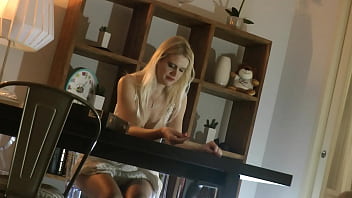 All Natural Wonderfully Beautiful Big Boobs Blonde Wife In Sexy White Summer Dress Teases To Seduce