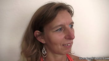 Hairy Grandmother Enjoys Two Big Dicks At Once