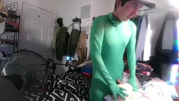 Amputee Boy Jerks Off In Spandex Suit _ Cums