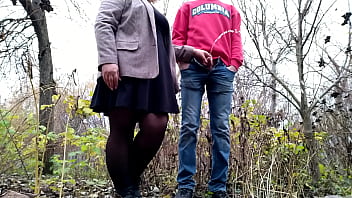 Stepmother-in-law In A Short Dress Holds Son-in-law' Penis And Excites Him