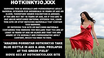 Amazing Pornstar Hotkinkyjo Take Blue Bottle In Ass _ Anal Prolapse At The Green Field