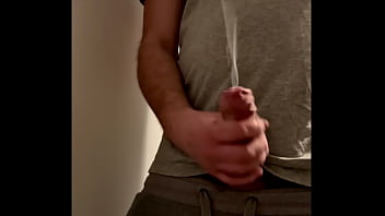 British Uncut Late Night Wank Cumshot (slo-mo)