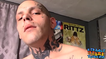 Straight Tattooed Thug Drac Cums While Tugging Big Cock