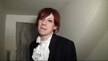 A Real Redhead Slut Student Hard Banged Between Two Delevries