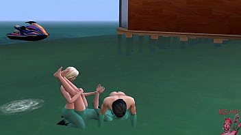 Threesome Shemale And Girl On Beach