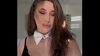 Busty Teacher Wearing A Collar Teasing Her Tits