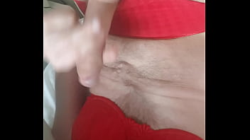 Crossdresser Wearing Red Marie Jo Lingerie And Tries A Self-facial.