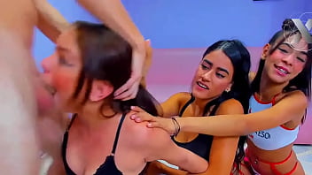 This Beautiful Blonde Gets Her Throat Fucked And Her Friends Wait Their Turn. They All Want To Put This Cock In Their Mouths