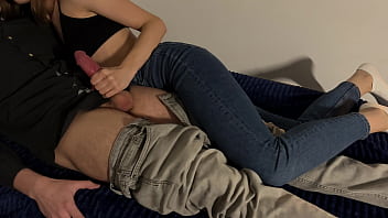 Sensitive Handjob From Horny Stepsister, Secret Orgasm